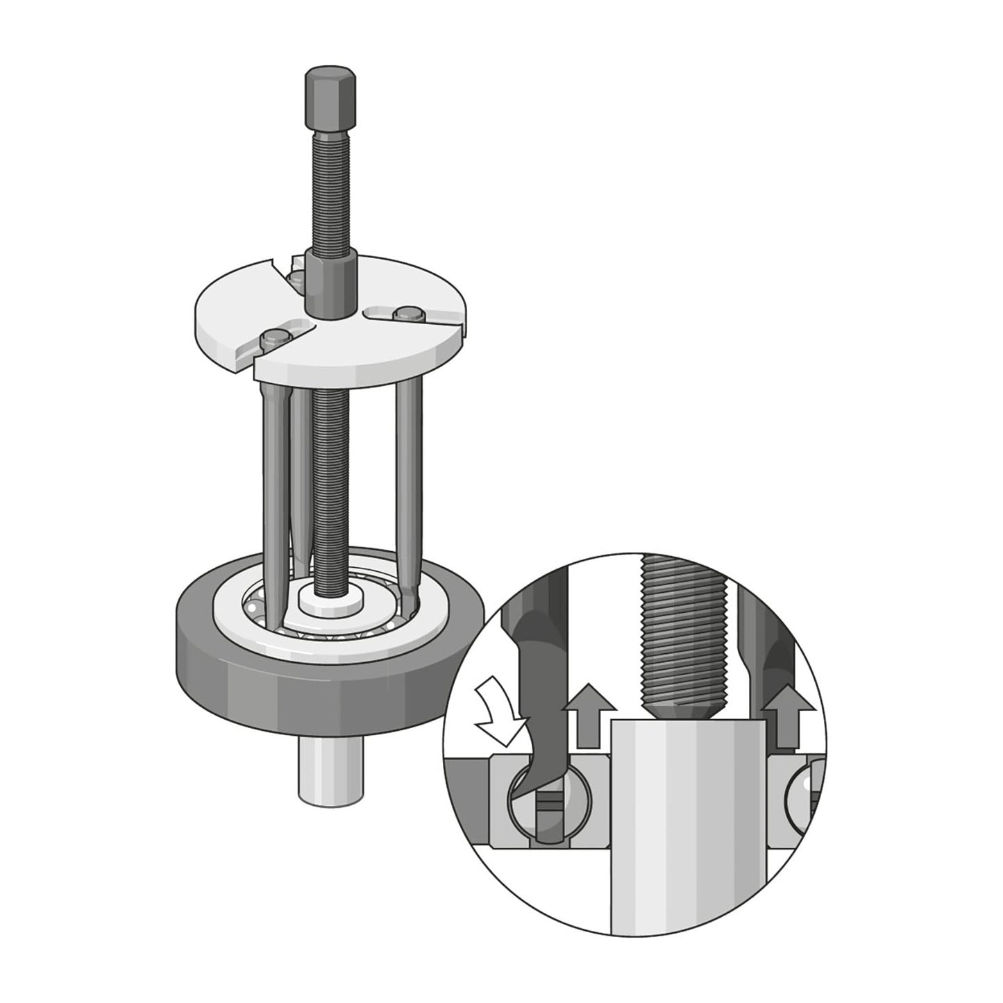 Juego de extractor rodamientos para rodamientos: 6011-6012, 6206-6212, 6305-6311, 6403-6407
