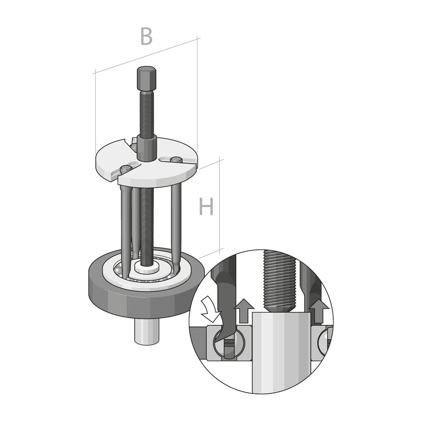 Juego de extractor rodamientos para rodamientos: 6011-6012, 6206-6212, 6305-6311, 6403-6407