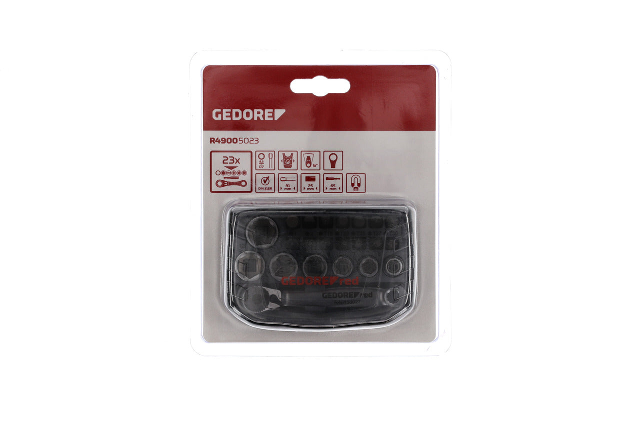 R49005023 - Juego de puntas y vasos 1/4" 6-13 mm, 23 piezas