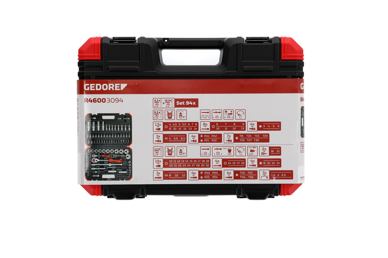 R46003094 - Joc de gots 1/4" i 1/2" en maletí amb 94 eines