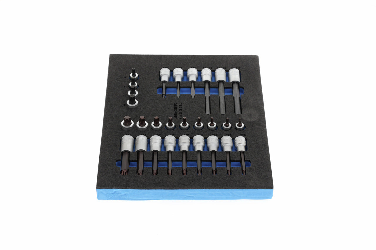 TS CT2-ITX19 - Joc de claus de got tornavís de 1/2" en mòdul d'escuma Check-Tool de doble cos, 28 peces