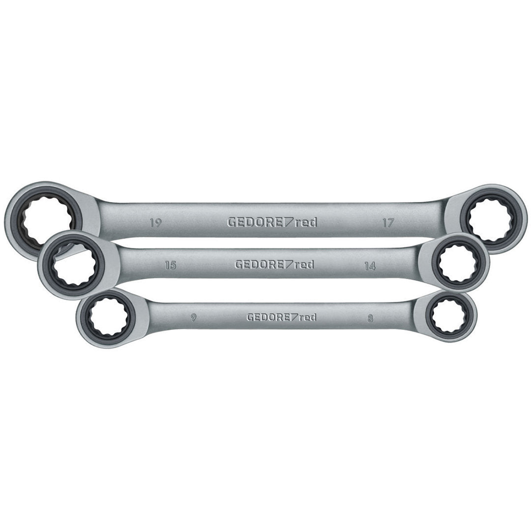 GEDORE red R07405006 - Juego de 6 llaves de carraca poligonales dobles 8-19 mm