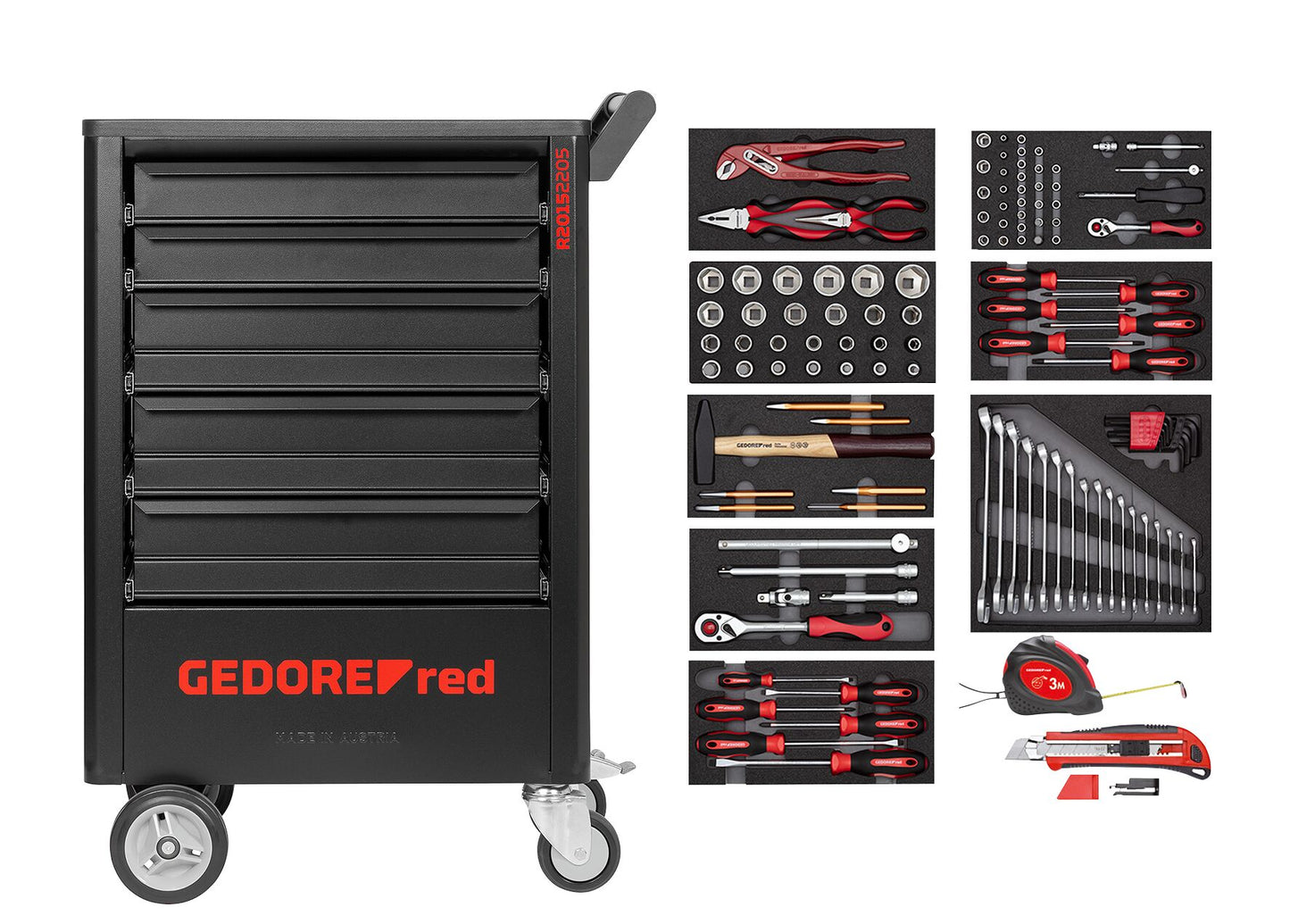 GEDORE red R21562005 - Carro de herramientas GEDWorker con surtido de 119 herramientas