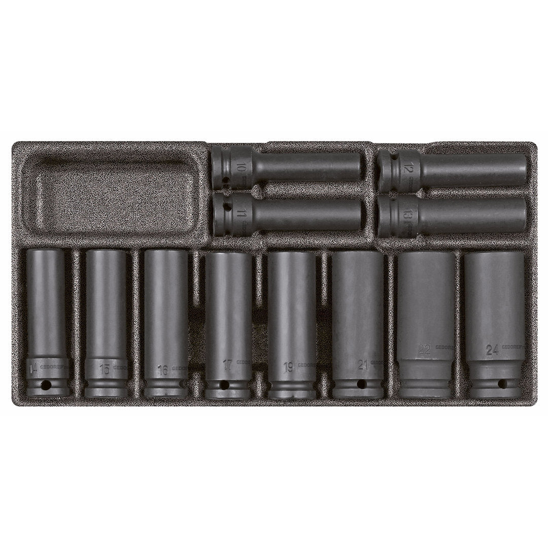 GEDORE red R22150012 - Llave de vaso de impacto 1/2", en módulo CT 2/6, 32 piezas