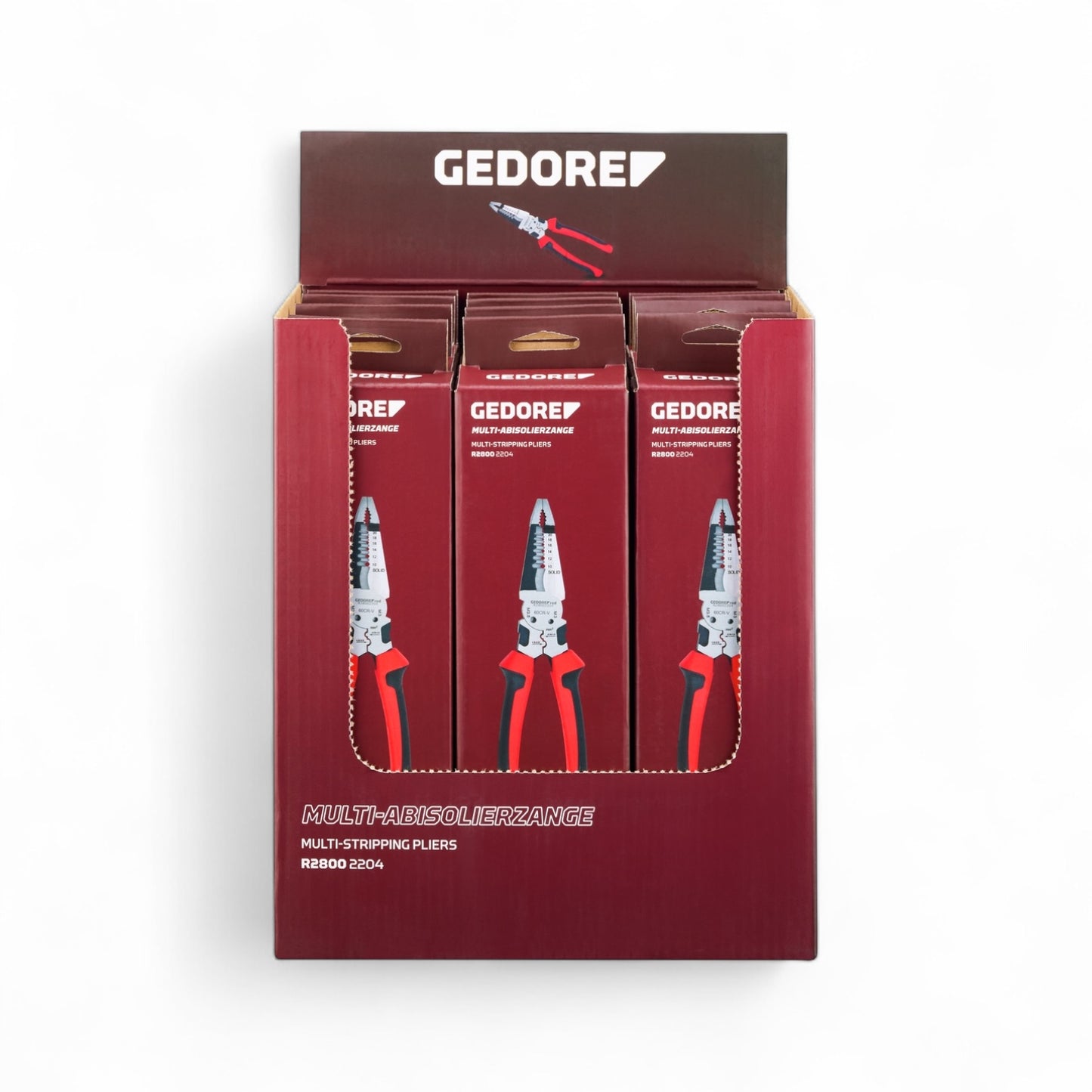 GEDORE red R28009012 - Expositor para punto de venta con 12 alicates pelacables multiusos