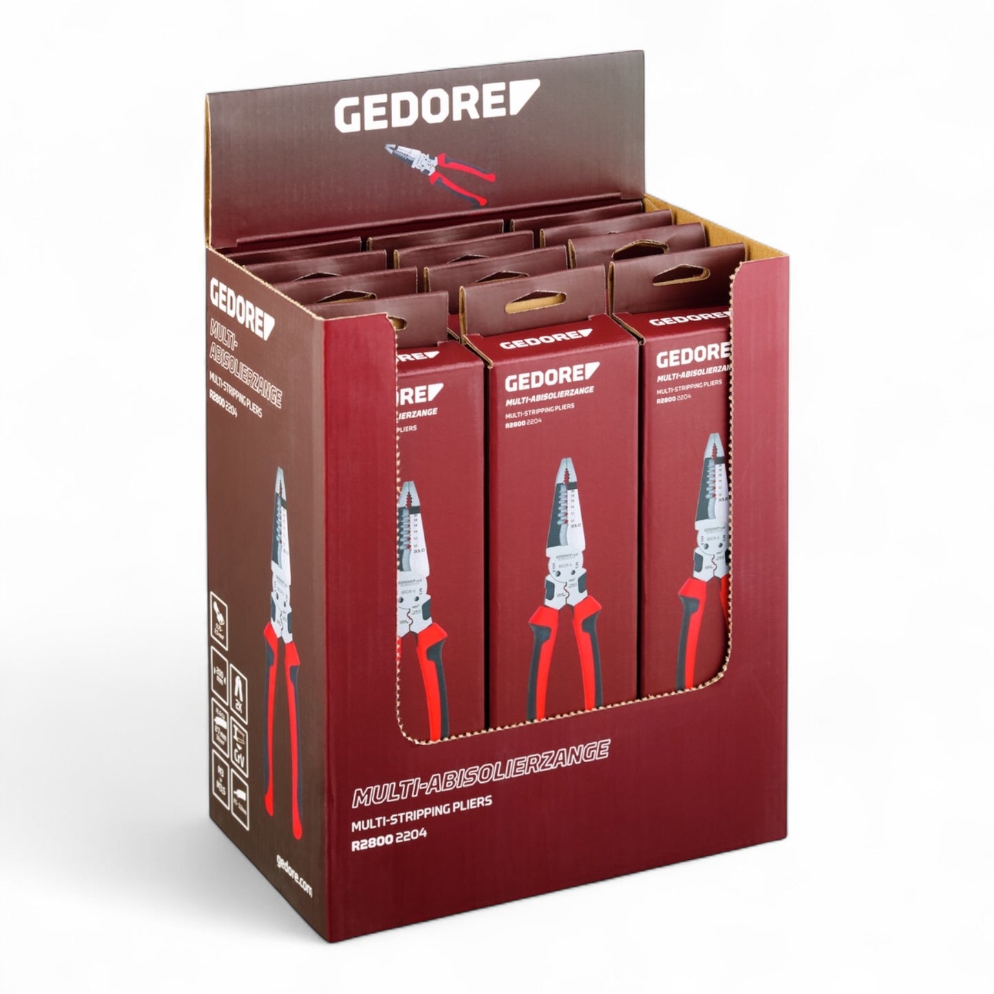 GEDORE red R28009012 - Expositor para punto de venta con 12 alicates pelacables multiusos