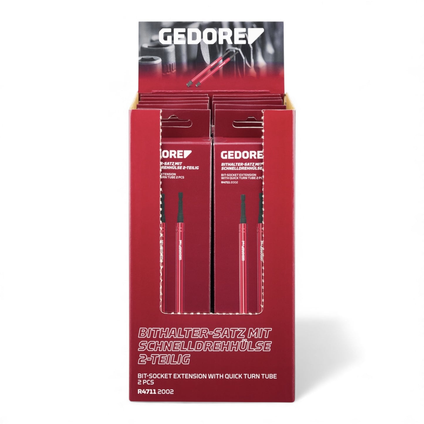 GEDORE red R47119110 - Expositor para punto de venta con 10 juegos de 2 extensiones de 75mm para llaves de vaso