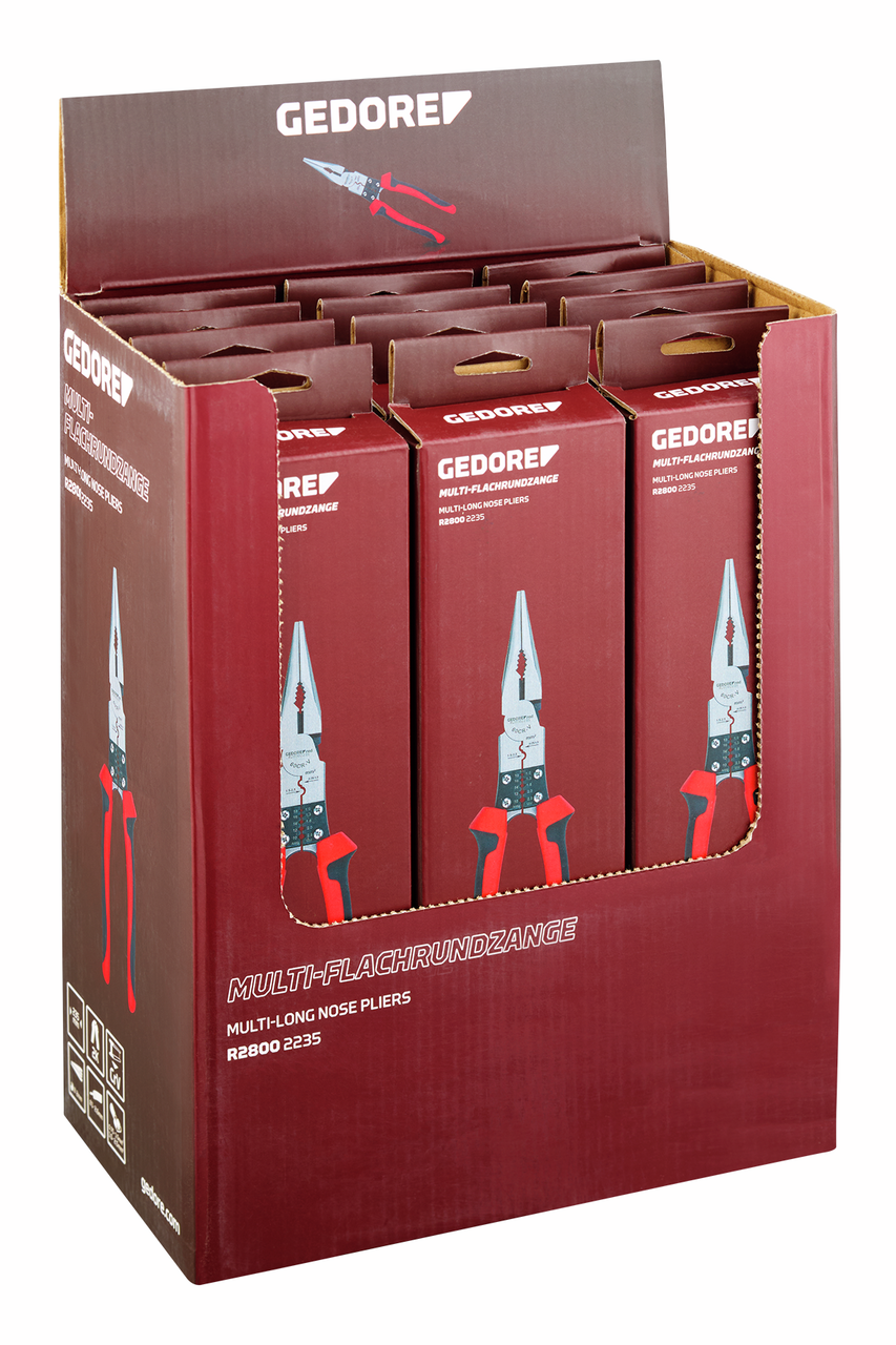 GEDORE red R28009312 - Expositor para punto de venta con 12 alicates multiusos de punta larga