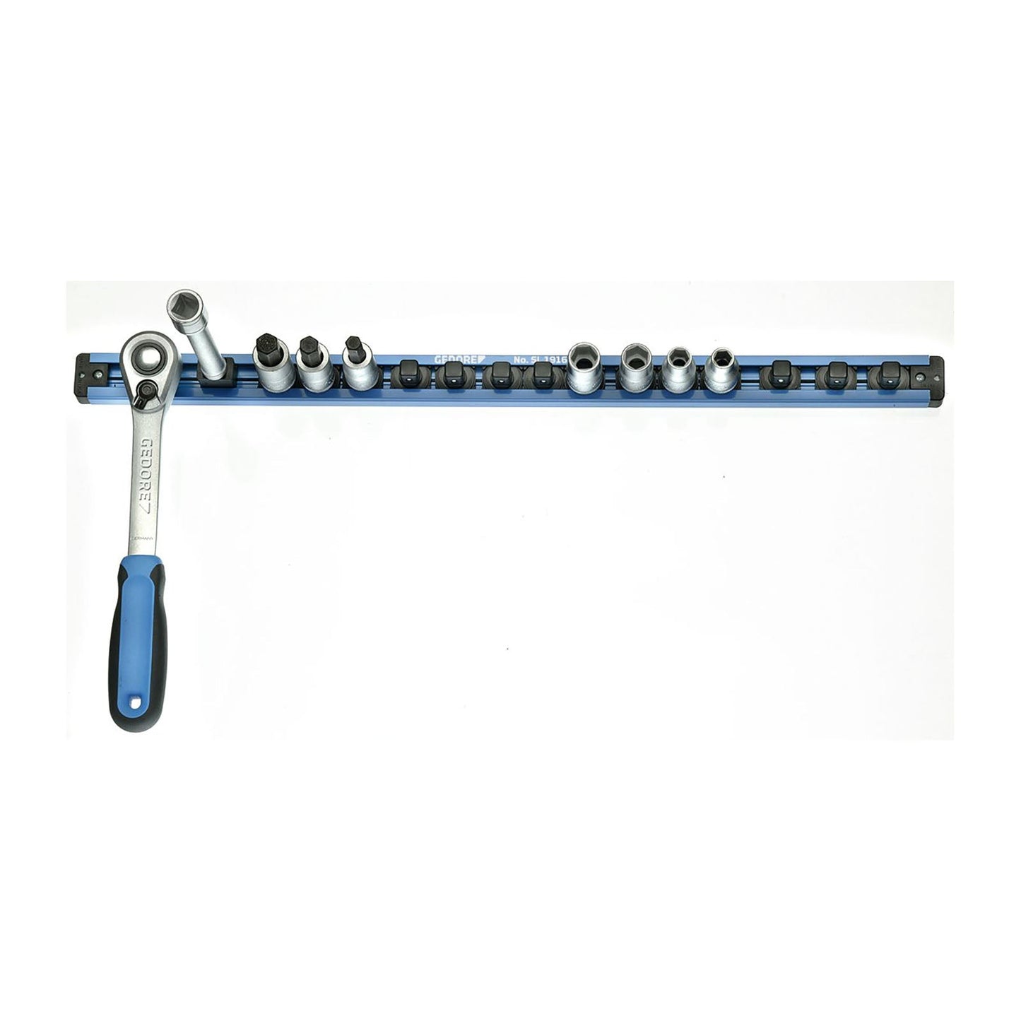 Rail magnético para 14 vasos y 2 accesorios de 1/2", 580 mm