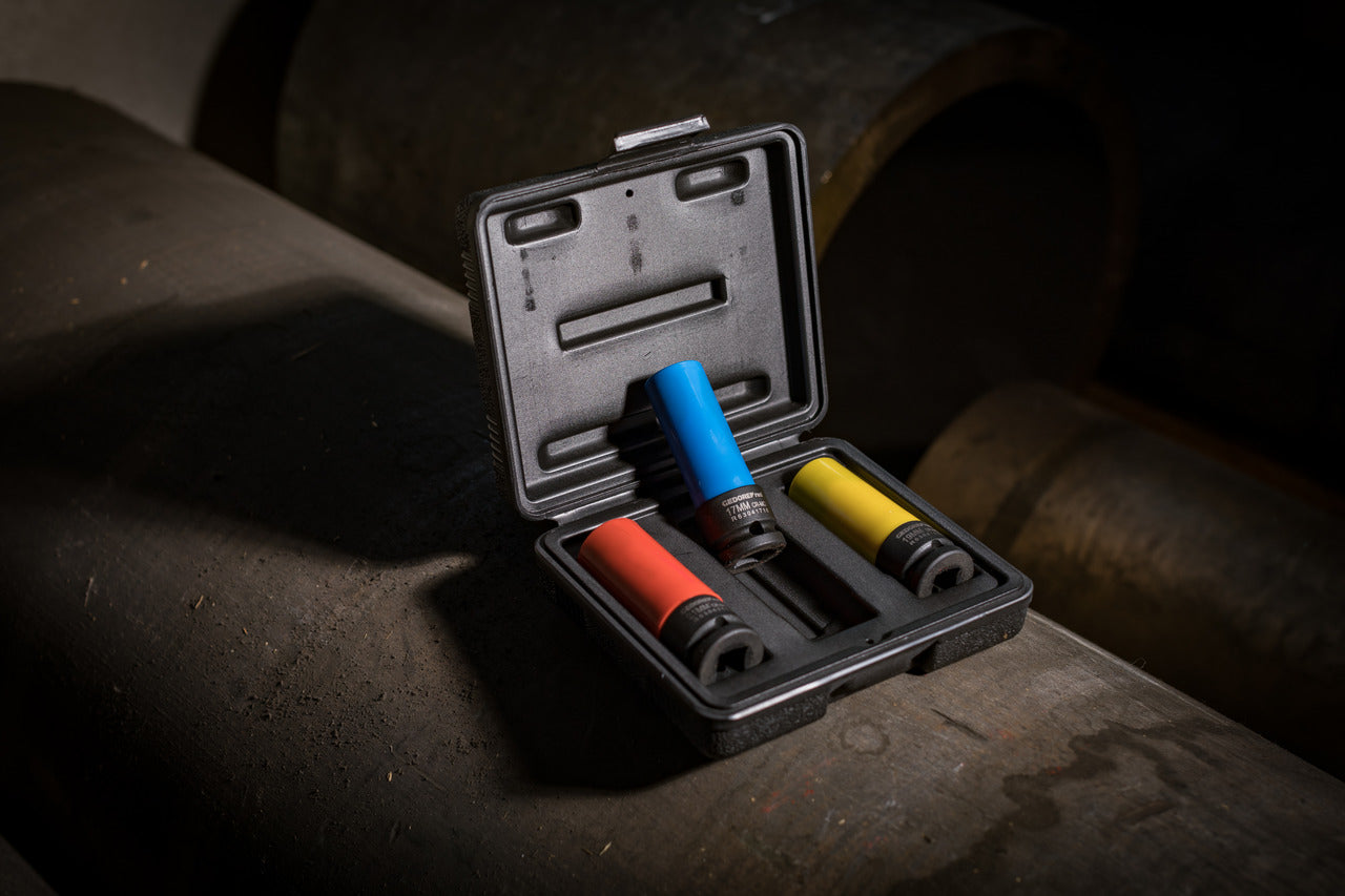 R63043003 - Juego de vasos de impacto 1/2" para llantas, 3 piezas