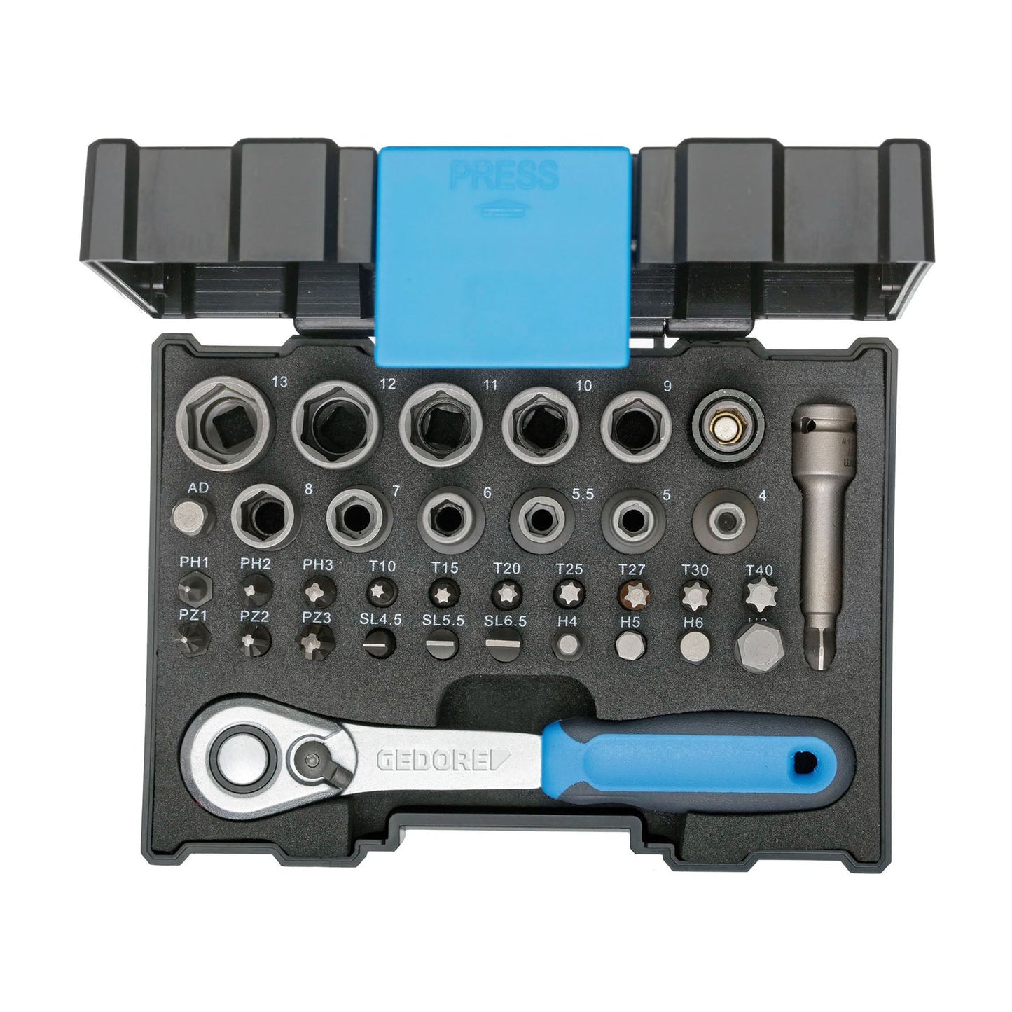 GEDORE 666-U-20 - Joc gots, puntes i carraca de 1/4", 35 peces (2998211)
