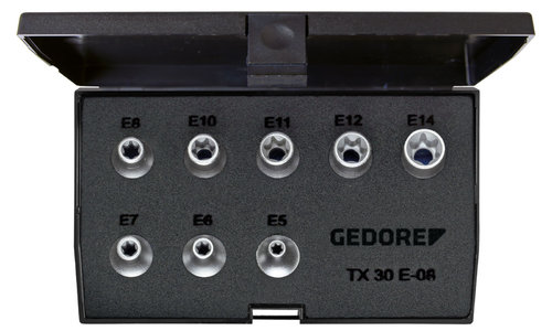 Gedore TX 30 E-08 - Juego de llaves de vaso 3/8" 8 pzas TORX E5-E14