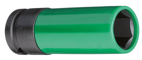 Gedore K 19 LS 19 - Vaso de impacto 1/2", con casquillo de protección, forma larga 19 mm