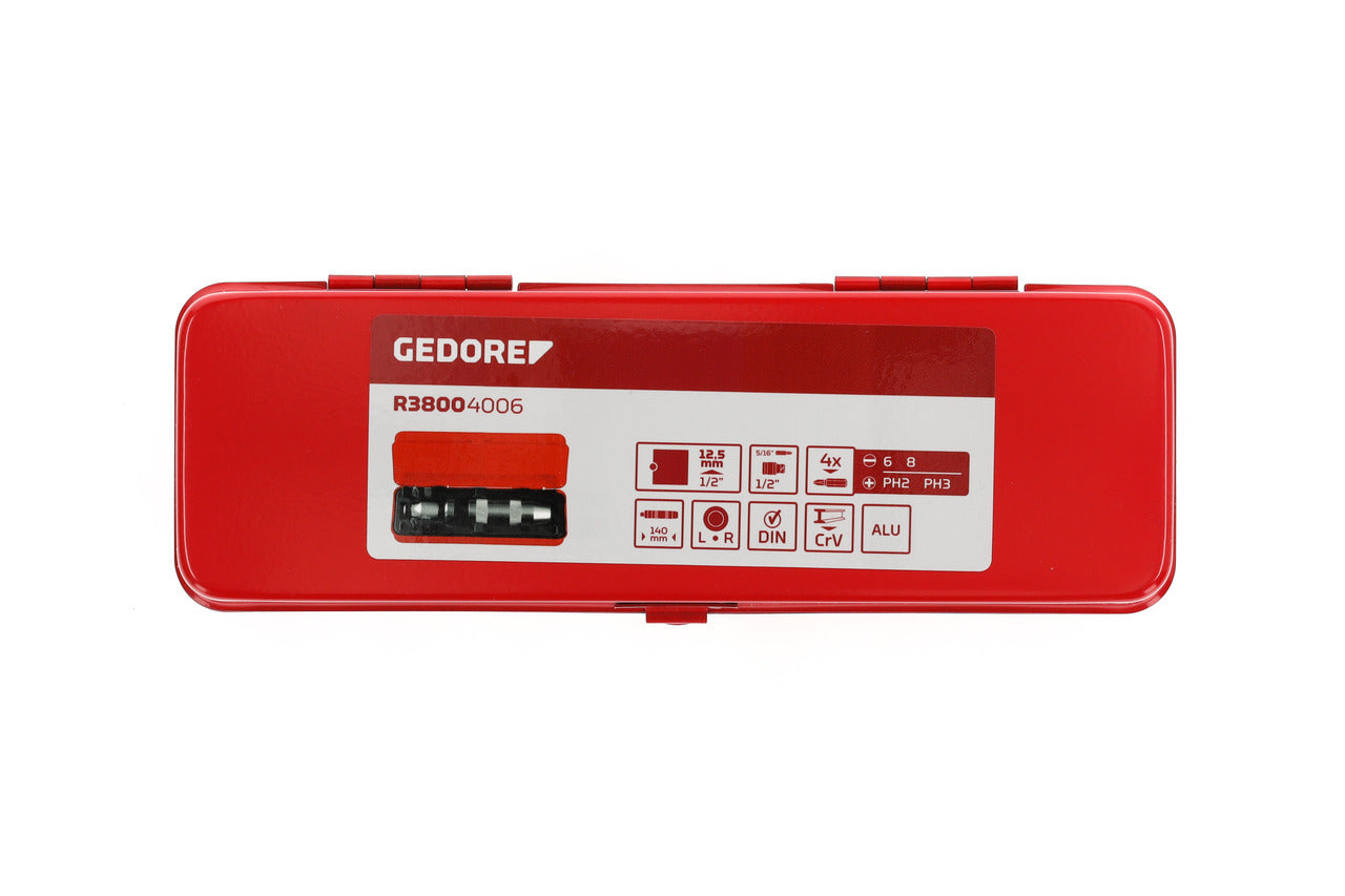 R38004006 - Destorgolpe 1/2" con juego de 4 Puntas, 6 piezas