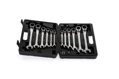 R07203016 - Joc de 12 claus combinades de carraca amb 4 adaptadors per a puntes i gots