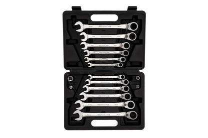 R07203016 - Joc de 12 claus combinades de carraca amb 4 adaptadors per a puntes i gots