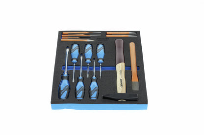 TS CT2-2154SK-119 - Assortiment de tornavisos i eina de copejament en mòdul d'escuma Check-Tool de doble cos, 14 peces