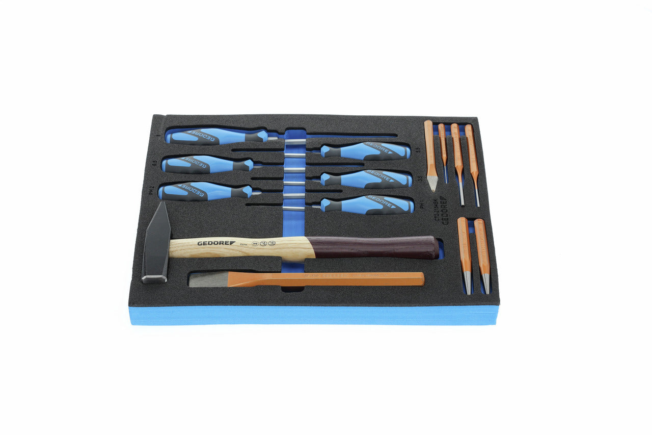 TS CT2-2154SK-119 - Assortiment de tornavisos i eina de copejament en mòdul d'escuma Check-Tool de doble cos, 14 peces