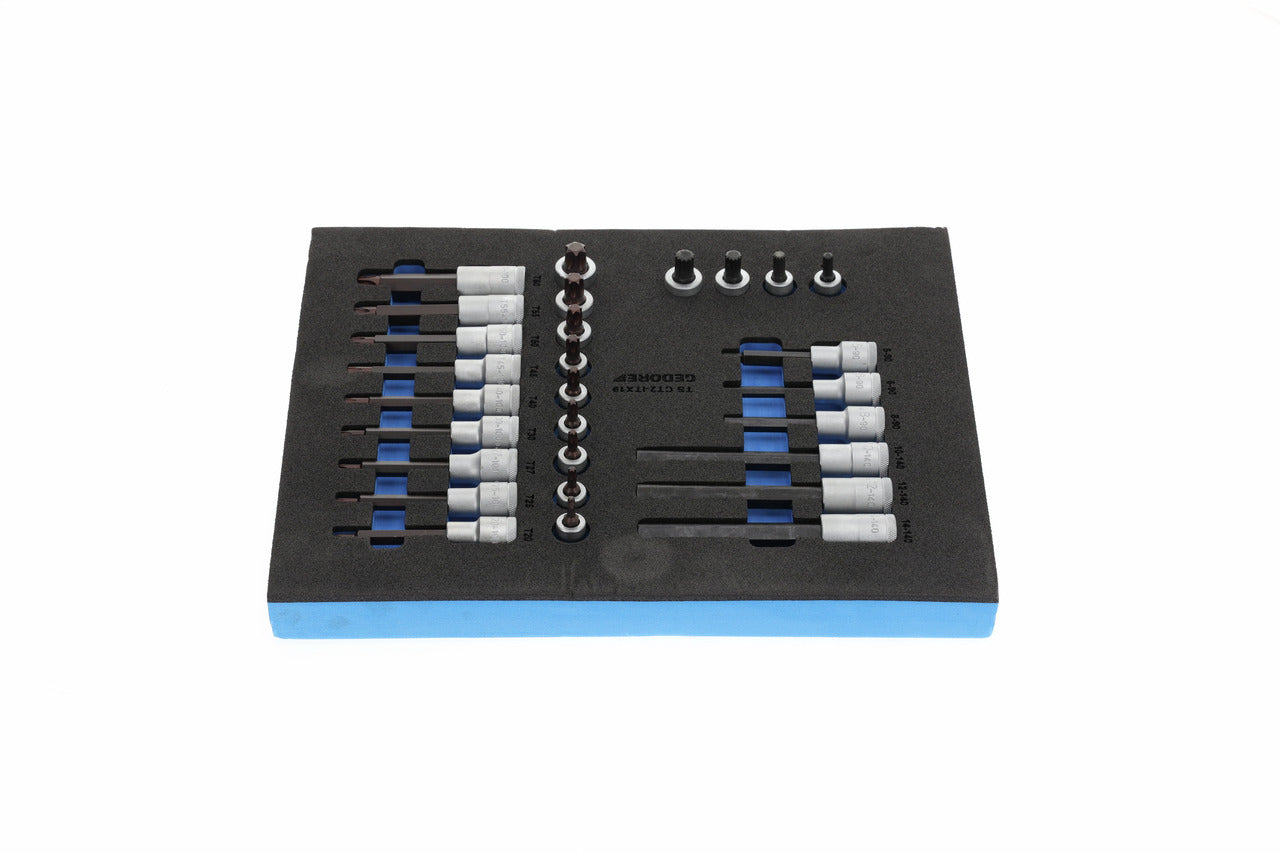 TS CT2-ITX19 - Joc de claus de got tornavís de 1/2" en mòdul d'escuma Check-Tool de doble cos, 28 peces