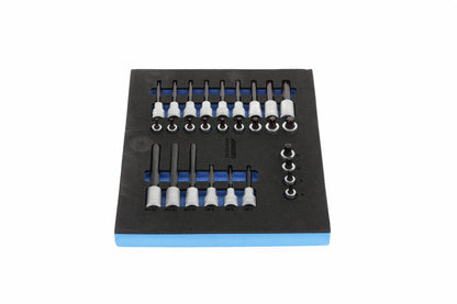 TS CT2-ITX19 - Joc de claus de got tornavís de 1/2" en mòdul d'escuma Check-Tool de doble cos, 28 peces