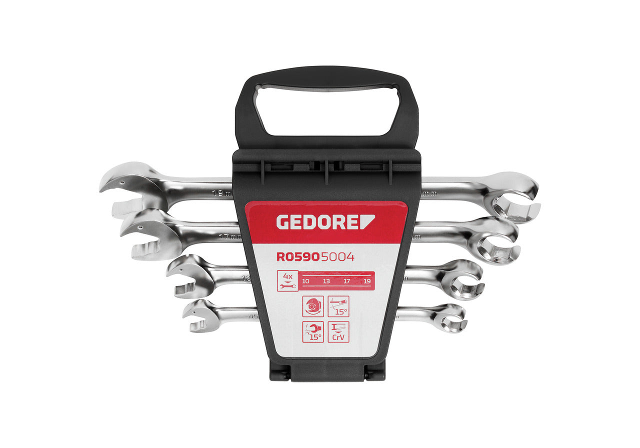 GEDORE red R05905004 - Juego de 4 llaves combinadas con efecto carraca 10-19mm