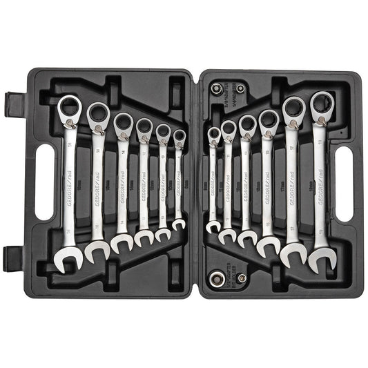 GEDORE red R07203016 - Juego de 12 llaves combinadas de carraca con 4 adaptadores para puntas y vasos