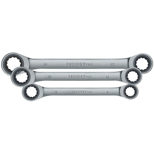 GEDORE red R07405006 - Juego de 6 llaves de carraca poligonales dobles 8-19 mm