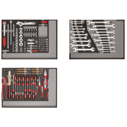 GEDORE red R21010004 - Juego de herramientas en 3 módulos de plástico, 129 piezas
