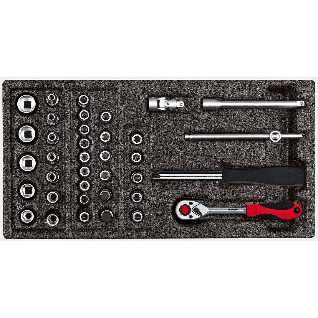 GEDORE red R22150006 - Juego de llaves de vaso 1/4", en módulo CT 2/6, 37 piezas