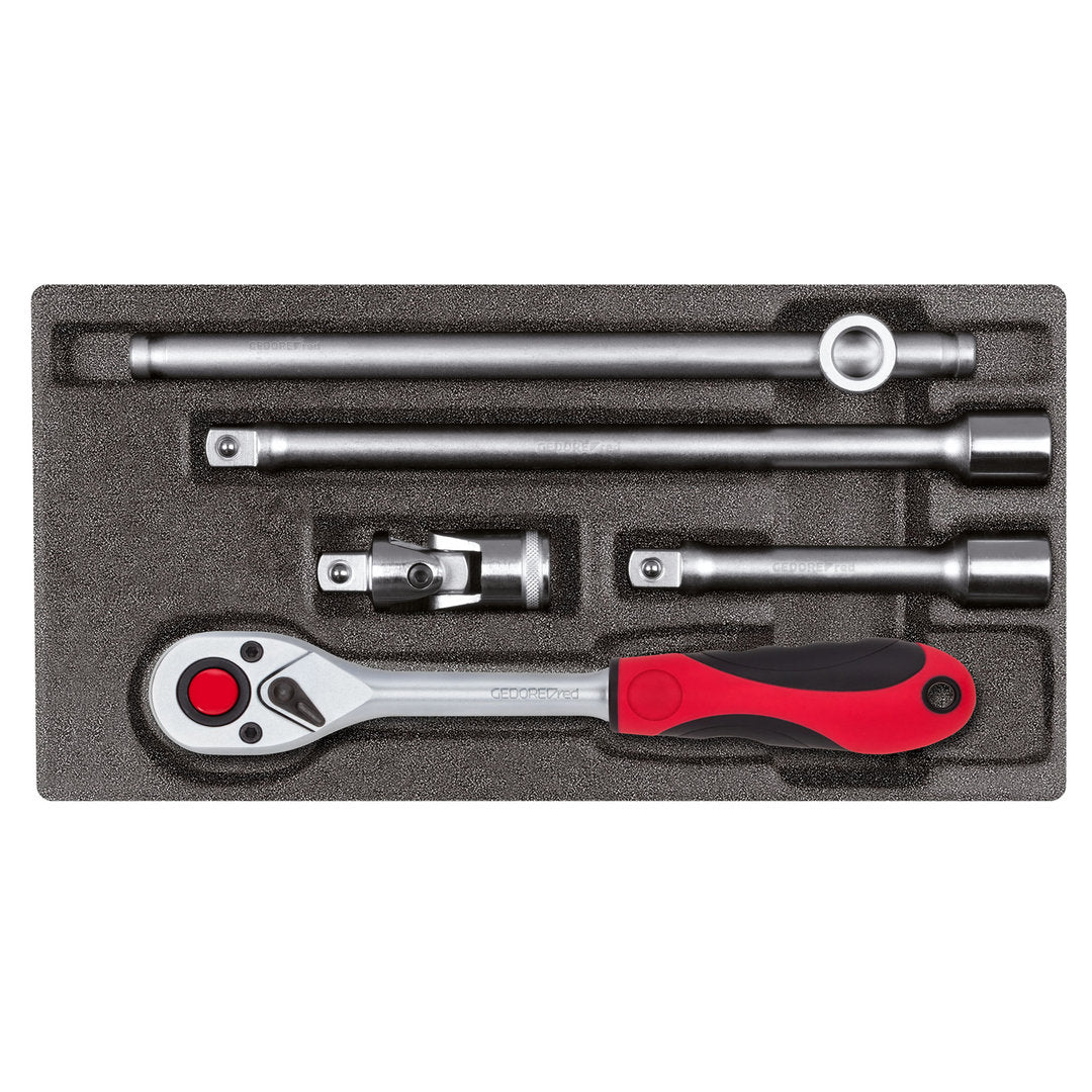 GEDORE red R22150008 - Juego de llaves de vaso 1/2", en módulo CT 2/6, 5 piezas