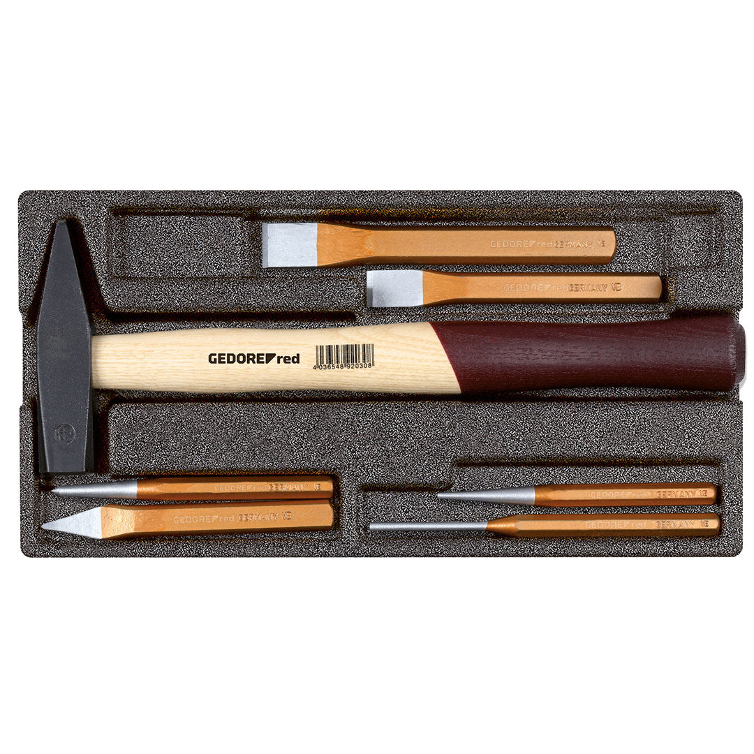 GEDORE red R22150019 - Juego de martillo y cinceles, módulo CT 2/6, 7 piezas