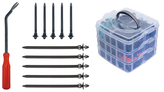 GEDORE Automotive R19002676 - Juego de clips de sujeción de 676 piezas con palanca de desmontaje