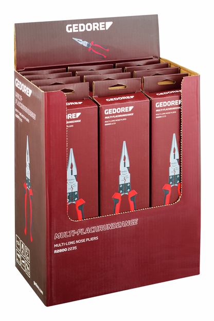 GEDORE red R28009312 - Expositor per a punt de venda amb 12 alicates multiúsos de punta llarga.