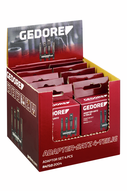 GEDORE red R47109010 - Expositor para punto de venta con 10 juegos de adaptadores de 4 piezas