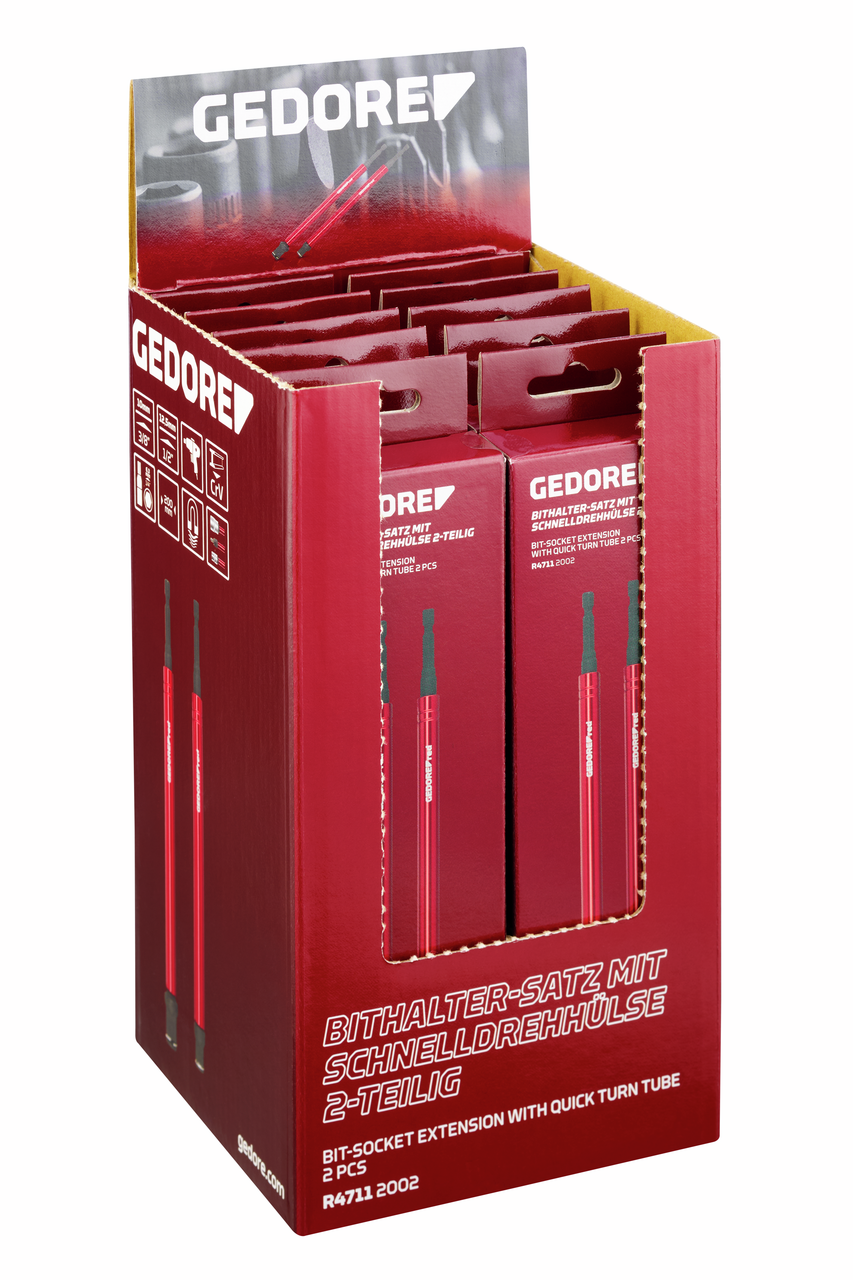 GEDORE red R47119110 - Expositor para punto de venta con 10 juegos de 2 extensiones de 75mm para llaves de vaso
