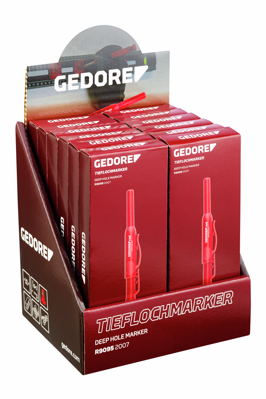 GEDORE red R90959010 - Expositor para punto de venta con 12 marcadores para agujeros profundos
