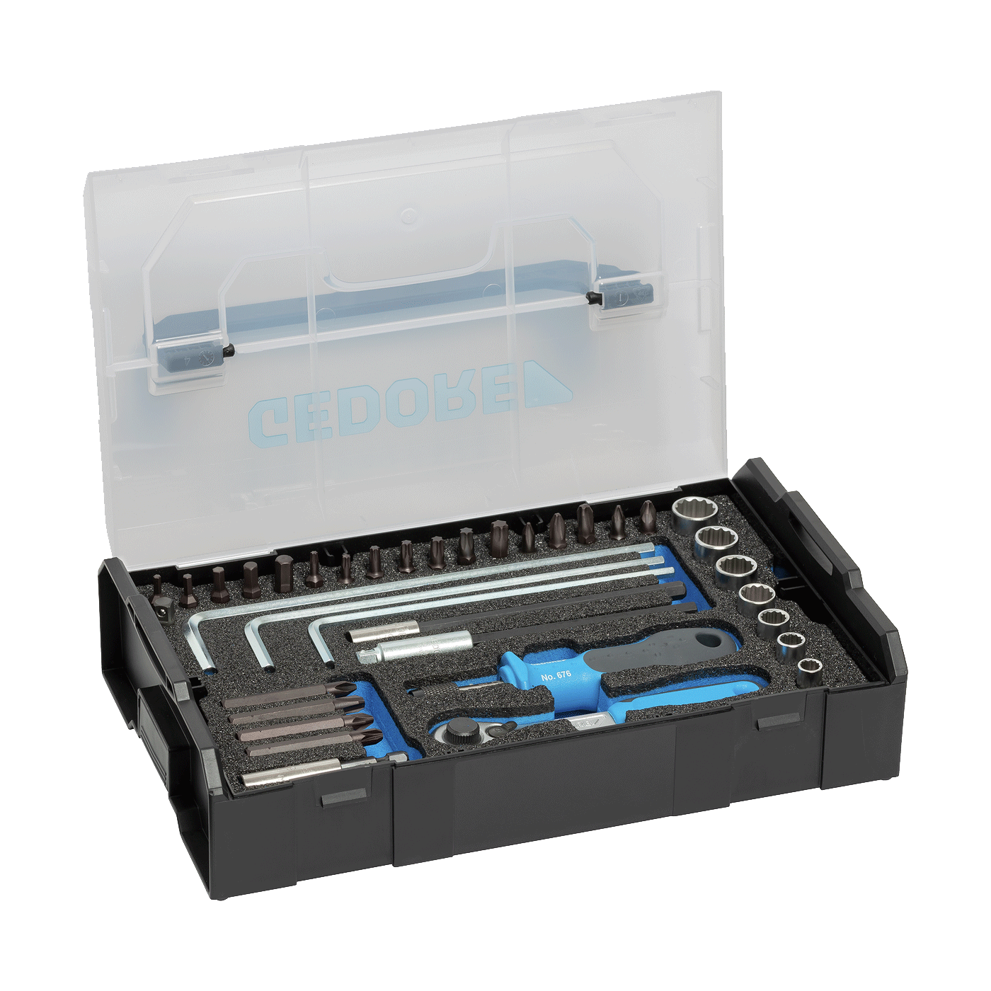 GEDORE 1102-038 - Joc de puntes i vasos amb clau de carraca de 1/4", 38 peces