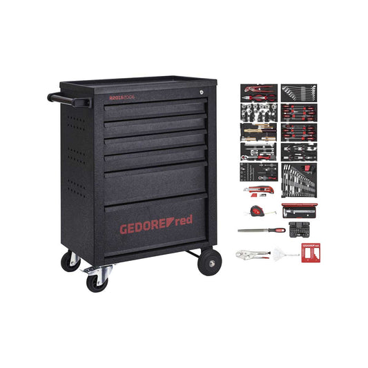 GEDORE red R21562002 - Carro de taller MECHANIC negro con surtido de 166 herramientas