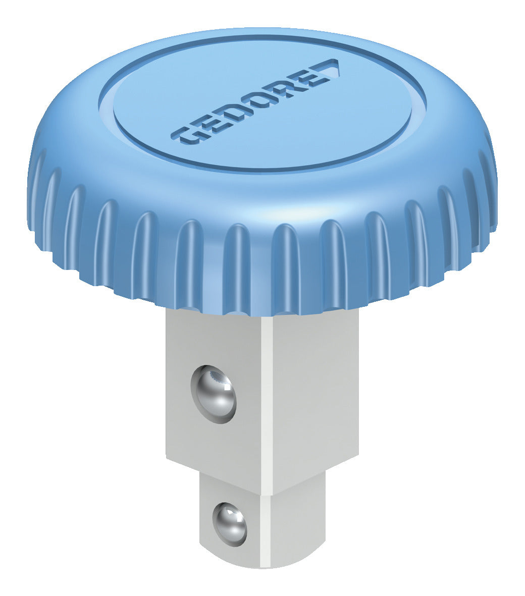 Cabezal tipo seta 1/4" Gedore detalle de la tapa de plástico azul