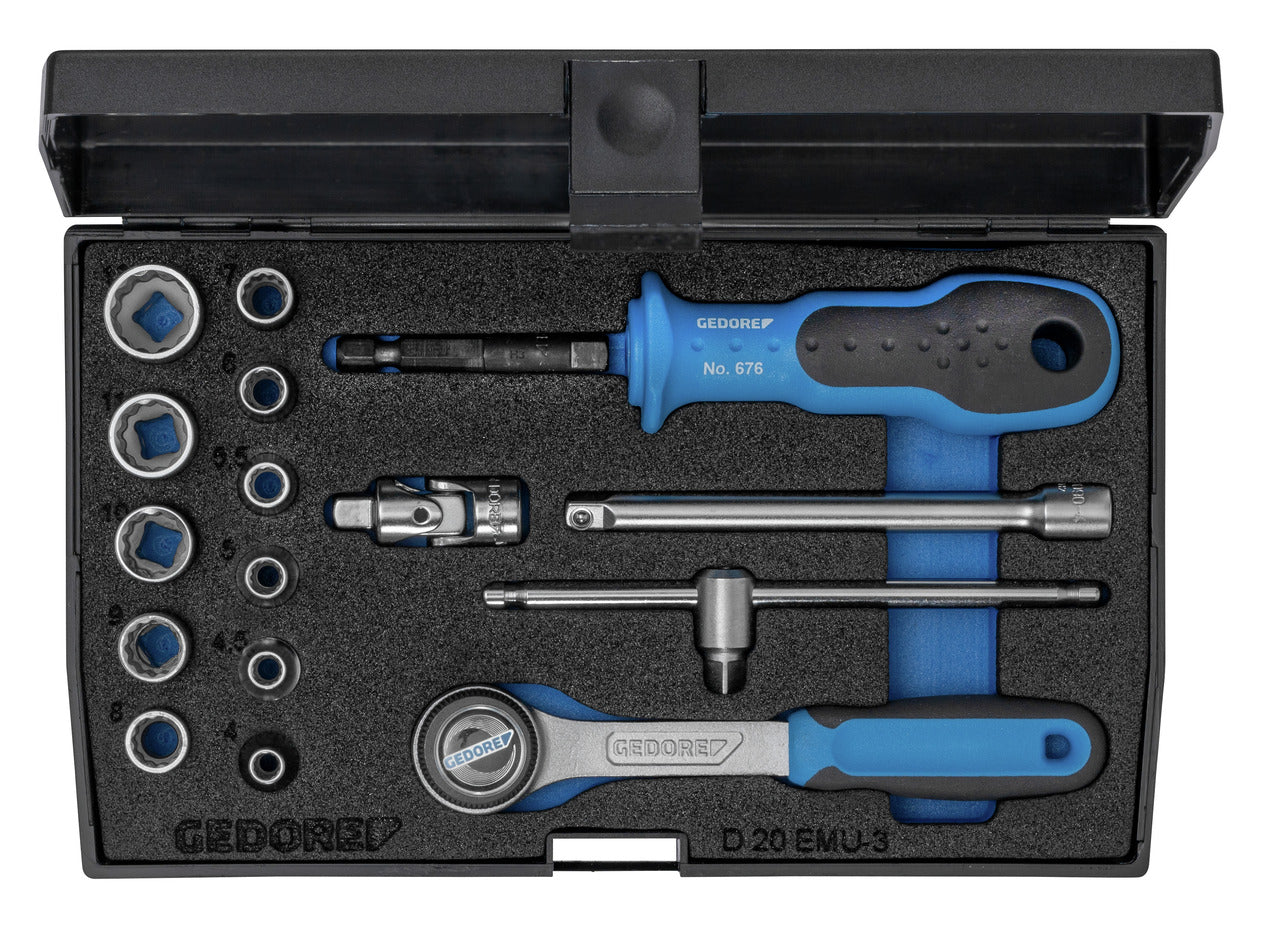 D 20 EMU-3 - Joc de Gots Unit Drive 1/4" , 17 peces