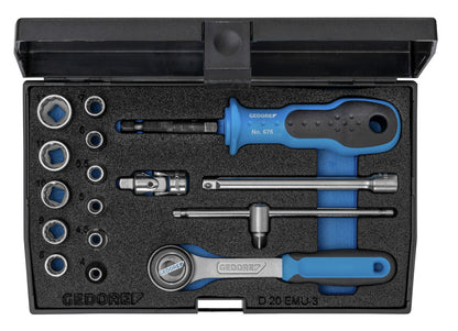 D 20 EMU-3 - Joc de Gots Unit Drive 1/4" , 17 peces