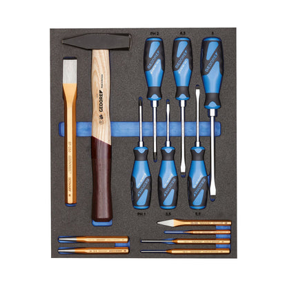 TS CT2-2154SK-119 - Assortiment de tornavisos i eina de copejament en mòdul d'escuma Check-Tool de doble cos, 14 peces