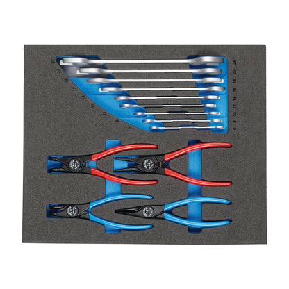 TS CT2-6-8000 - Assortiment d'alicates de puntes i claus planes en mòdul d'escuma Check-Tool de doble cos, 15 peces