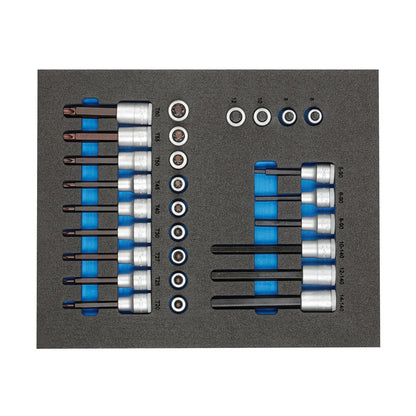 TS CT2-ITX19 - Joc de claus de got tornavís de 1/2" en mòdul d'escuma Check-Tool de doble cos, 28 peces