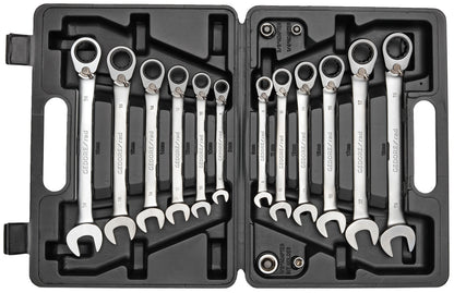 R07203016 - Joc de 12 claus combinades de carraca amb 4 adaptadors per a puntes i gots