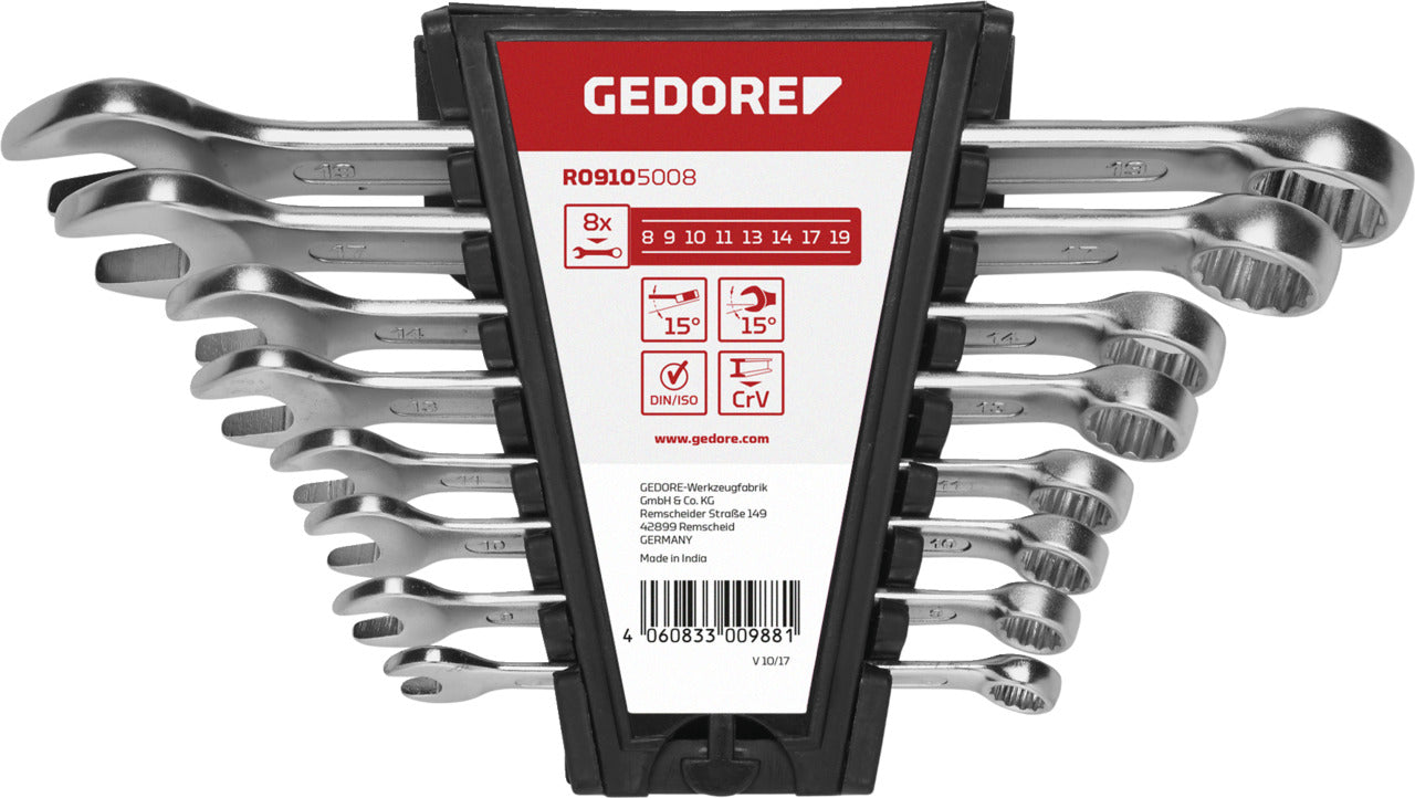 GEDORE red R09105008 - Joc de claus combinades, 8-19 mm, 8 peces