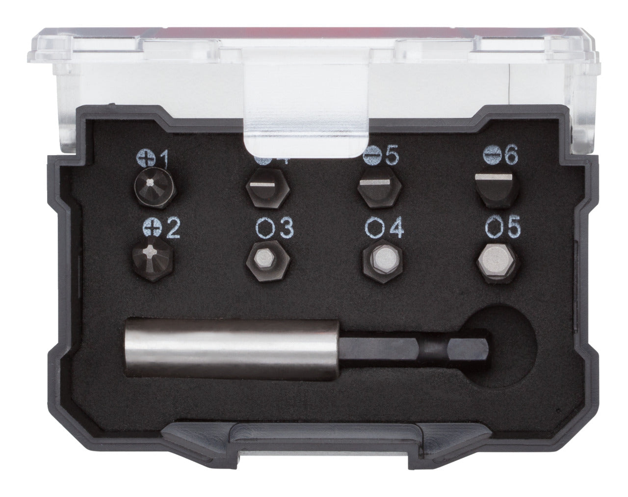 R33005009 - Juego de puntas 1/4" PH+SL+hexagonal con portapuntas magnético, 9 piezas