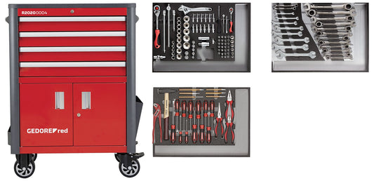 R22041004 - Juego de herramientas en carro de herramientas WINGMAN rojo 129 piezas