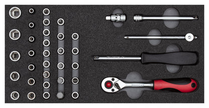 R22150006 - Joc de claus de got 1/4", en mòdul CT 2/6, 37 peces