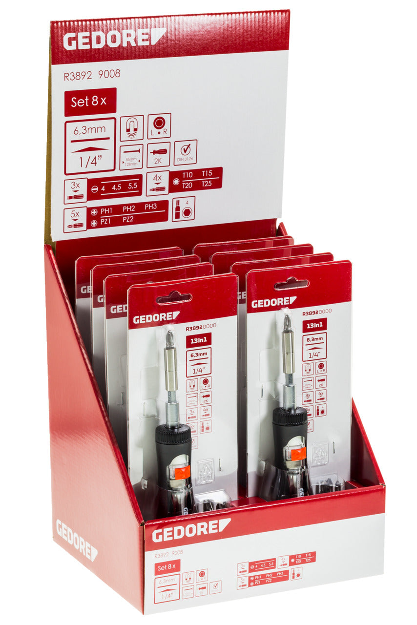 GEDORE red R38929008 - Mostrar 8x tornillo de trinquete dr.bit tlskp.